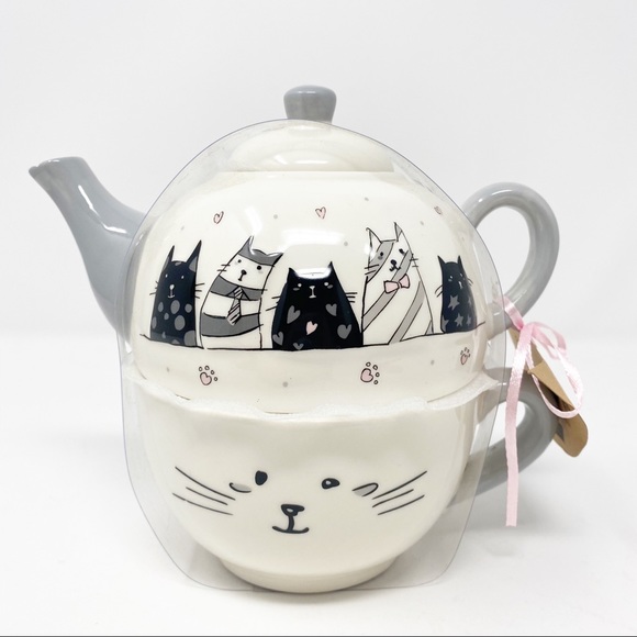 *SOLD* Cat Mom Gift WHIMSICAL Cat Teapot Cat Mug